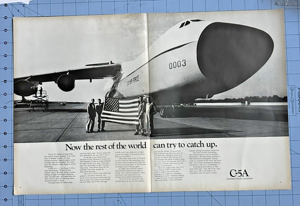 1969 Lockheed Aircraft Ad C-5A 2-Page Ad